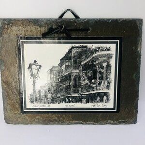 Vintage Rare And Unique Don Davey Signed Artwork On 18th Century Slate Picture